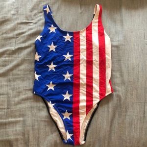 High-Cut American Flag One Piece